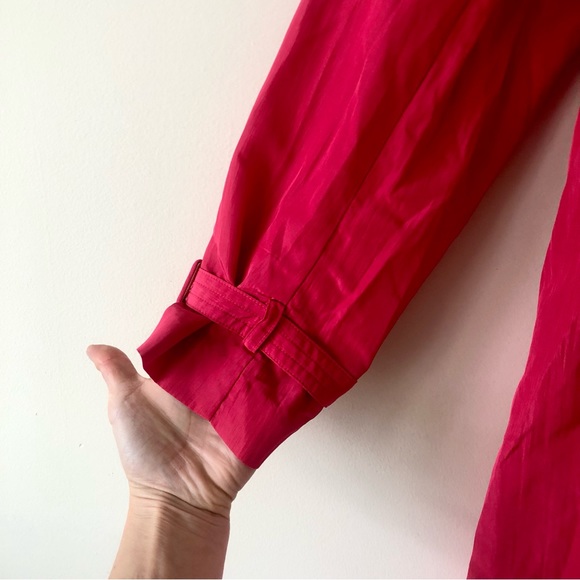 Chico’s Black Label Fuchsia Trench Coat Size Large 12 - Picture 3 of 10